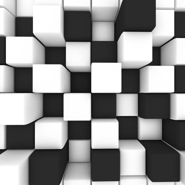 Abstract image: black and white cubes. 3D illustration