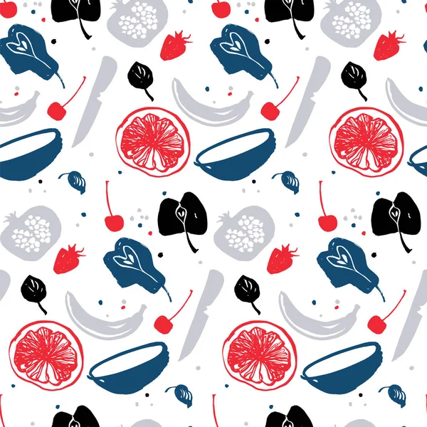 Fruit silhouettes  pattern — Stock Vector