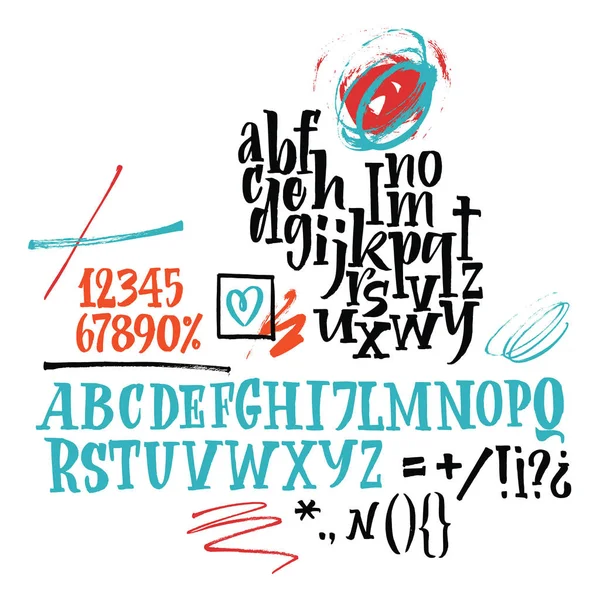 Vector alphabet. Hand drawn letters. Letters of the alphabet written with a brush. — Stock Vector