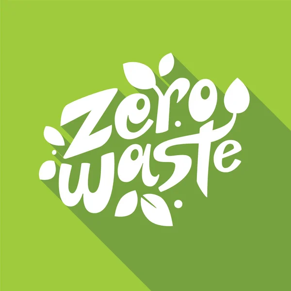 Zero rifiuti lettering su sfondo verde — Vettoriale Stock