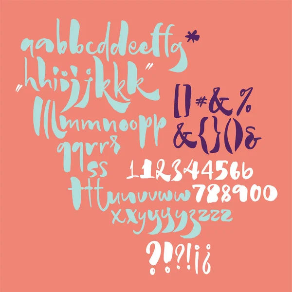 Vet kalligrafische speels lettertype met inkt patroon — Stockvector