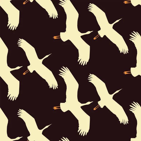 Flying cranes seamless pattern — Stock Vector