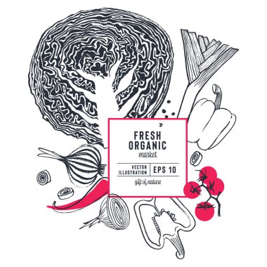 Taze organik gıda vektör illüstrasyon