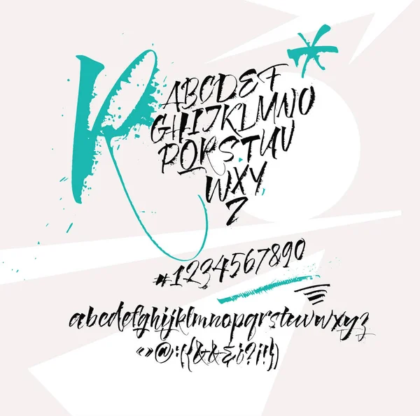 Expressief kalligrafisch script. Blots en spatten. — Stockvector