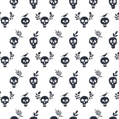 Komik kafatası düzenli polka nokta desen