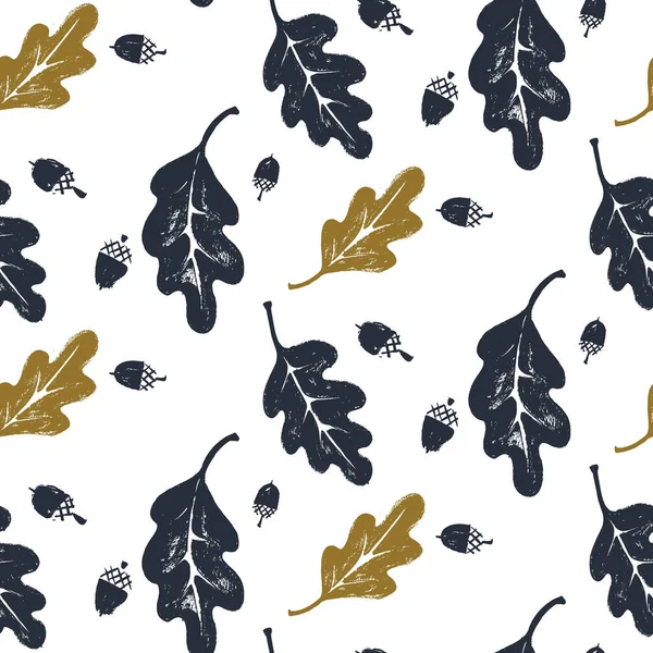 Oak leaves and acorns pattern — Stock Vector