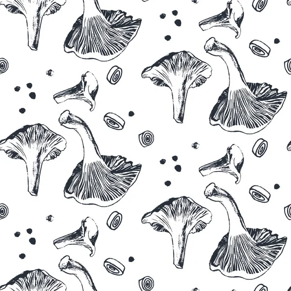 Champignons Chanterelle aux oignons et poivrons . — Image vectorielle