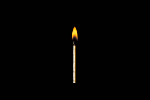 Burning Match Black Isolated Background — Stock Photo, Image