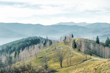 Sonbahar yüksek dağlar manzara tam kare