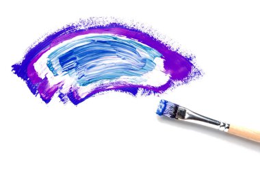 Arka plan için soyutlama, bir beyaz renkli boyalar ve bir fırça ile bir çizim arka plan izole. Yatay çerçeve