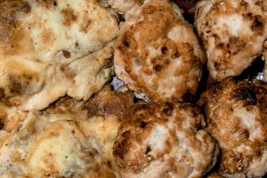 kızarmış köfte ve tüm çerçeve için et. Yatay çerçeve