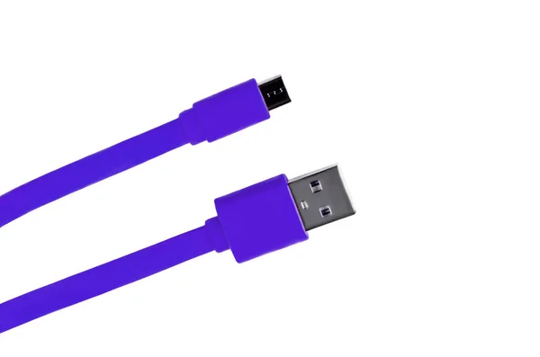 라일락 Usb 케이블 마이크로 Usb 배경에 — 스톡 사진