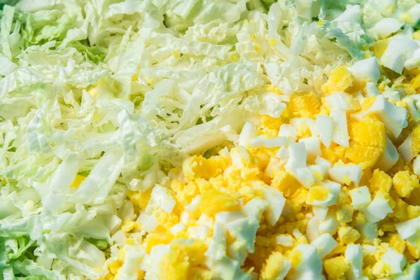 Healthy food. Fitness salad of eggs and cabbage for the whole frame. Horizontal frame
