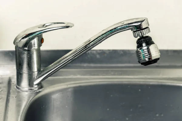 Clean Sink Faucet Horizontal Frame — Stock Photo, Image