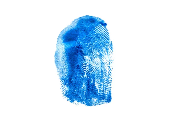 Struttura Delle Impronte Digitali Vernice Blu Sfondo Bianco Isolato Telaio — Foto Stock