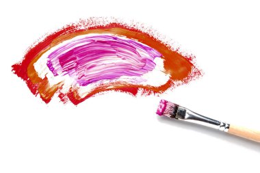 Arka plan için soyutlama, bir beyaz renkli boyalar ve bir fırça ile bir çizim arka plan izole. Yatay çerçeve