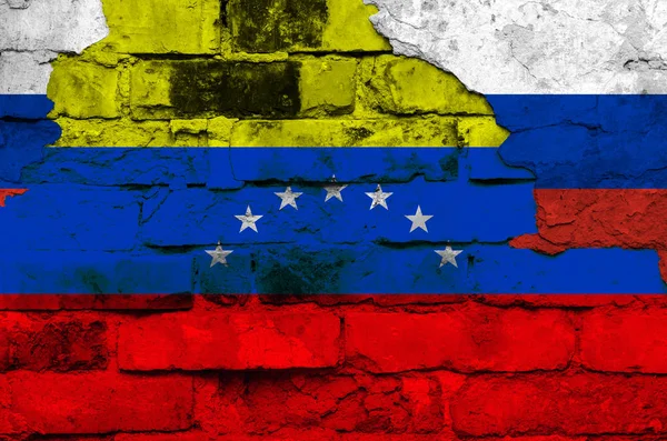 Bir Tuğla Duvar Kırık Sıva Ile Arka Plan Üzerine Venezuela — Stok fotoğraf