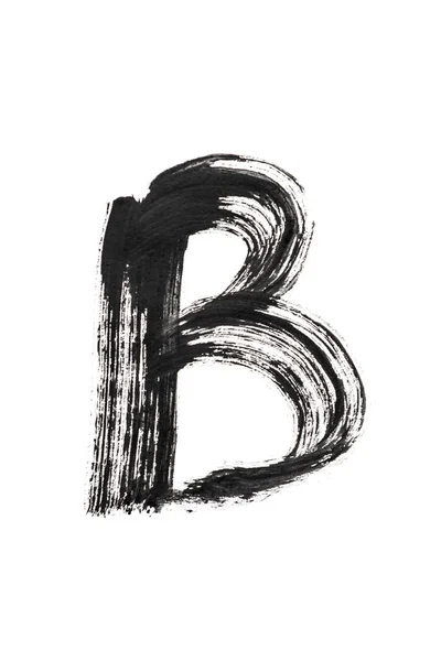英语字母表 是写在白色隔离背景上的黑色油漆 垂直框架 — 图库照片