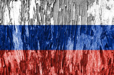 Rusya, tüm çerçeve için ahşap bir tahta üzerinde boya doku peeling bayrağı. Yatay Çerçeve