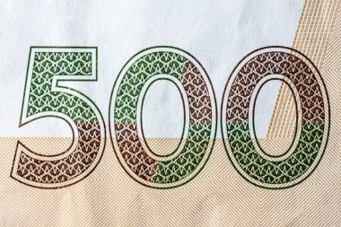 Ukrayna Ulusal para birimi, beş yüz hryvnia kapatın. Yatay çerçeve