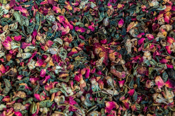 フレーム全体のカラフルなドライ フルーツ茶葉 — ストック写真