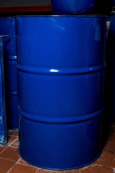 Big blue barrel for the whole frame. Vertical frame — Stock Photo, Image