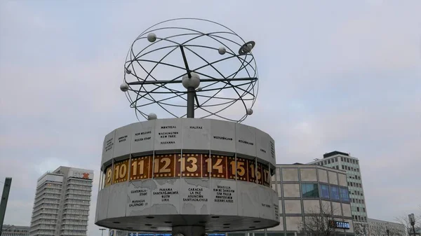 World Clock Alexanderplatz Berlin Germany 2019 Large Public Square Transport — Stock Photo, Image