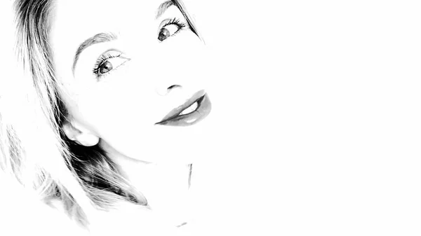 黑白素描 美丽的女人 — 图库照片