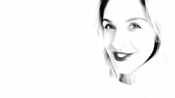 Black and white sketch beautiful woman — Stock Photo, Image