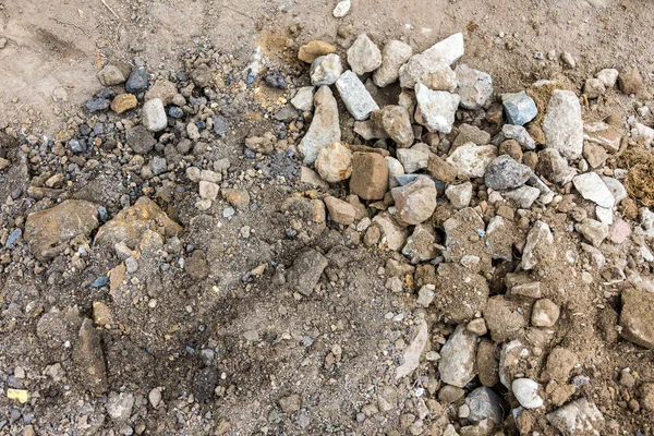 Close Untidy Construction Ground Soil Pebbles Clay — Stock Photo, Image