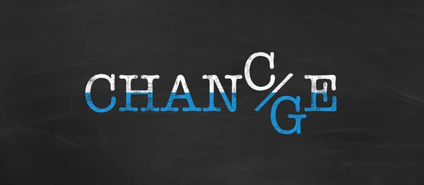 Abstract graphic of word chance and change for personal development and strategy for career growth as concept  written with chalk on chalkboard background as banner