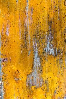 Renkli yıpranmış eski aşınmış dokulu duvar veya zemin sarı, mor ve mavi arka plan olarak closeup