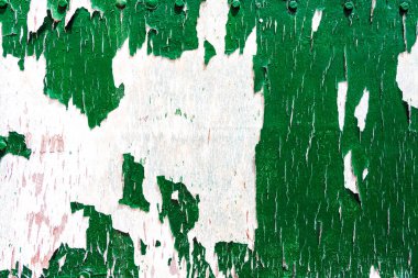 Portre renkli yıpranmış eski yıpranmış ahşap duvar veya zemin beyaz, yeşil ve kahverengi dokulu arka plan olarak