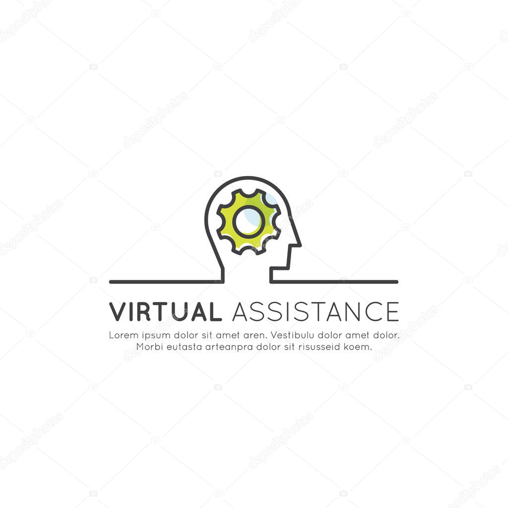 Vector Icon Style Illustration of Online Consultation Platform Concept with Dialog Box and Human Profile on Laptop Screen, Isolated Web Element, Chatbot Virtual Assistance and Online Support