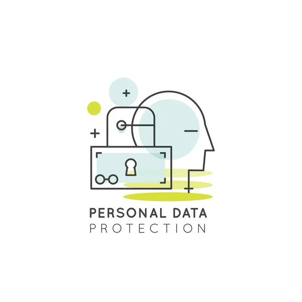 Conceito Ilustração Estilo Ícone Vetor Sistema Proteção Dados Pessoais Desenvolvimento —  Vetores de Stock