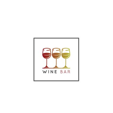 Vektör simge stil illüstrasyon logosu şaraphane ya da Wine Bar ya da degrade renk ile üç kadehlerin ile Restaurnat. Minimalist anahat kavramı