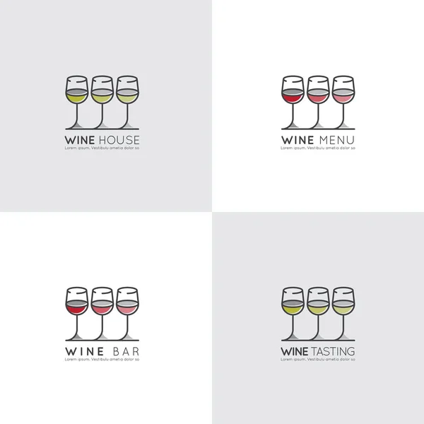 矢量图标样式插图标志的酒厂或葡萄酒酒吧或 Restaurnat 菜单列表图片 玫瑰和白色饮料在 Winegrall 简约概述概念 — 图库矢量图片