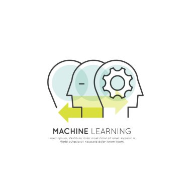 Web ve mobil için sembolleri vektör simge stil illüstrasyon kavramı makine öğrenimi, yapay zeka, sanal gerçeklik, Eyetap teknoloji gelecek, izole