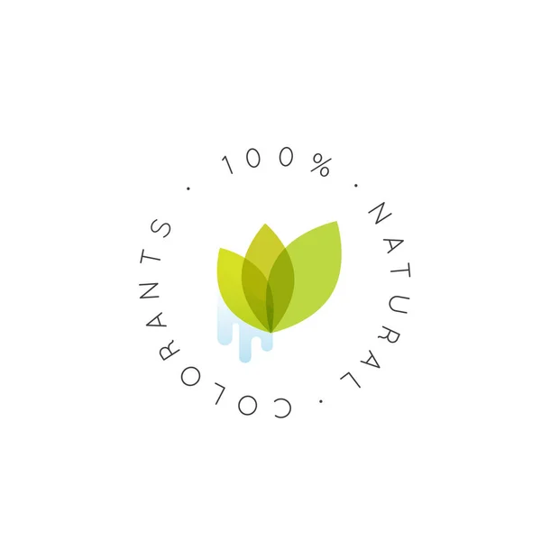 Isolado Vector Estilo Ilustração Logo Badge 100 Natural Colorants Fresh —  Vetores de Stock