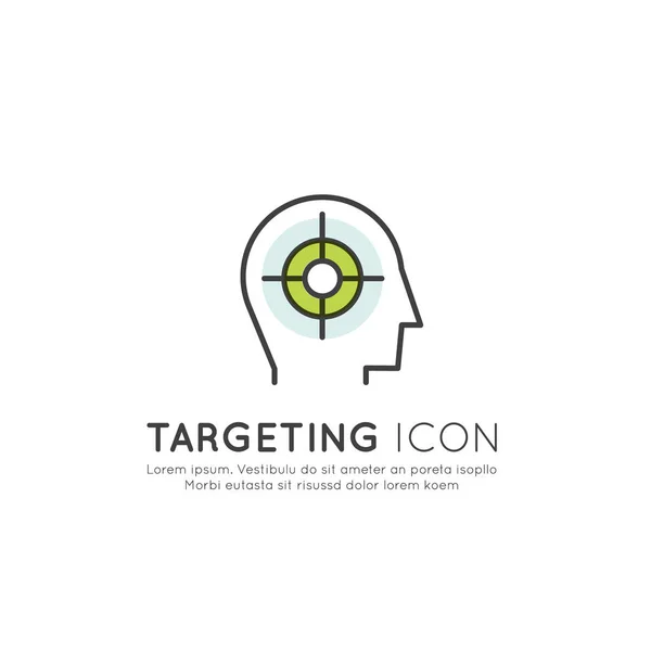 Vector Icon Style Illustration Targeting Target Audience Concept Human Profile — Stock Vector