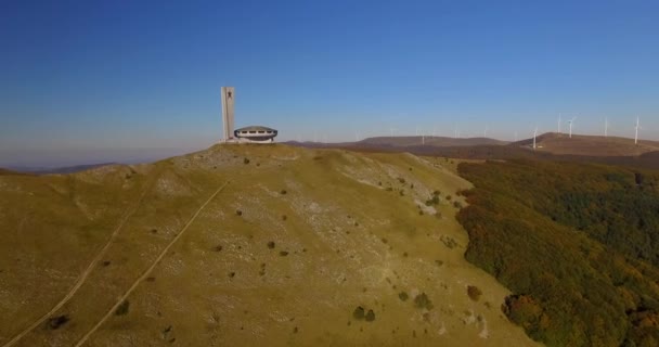 Comunistical Pomník Buzludja Bulharska Opuštěný Památník Hoře — Stock video