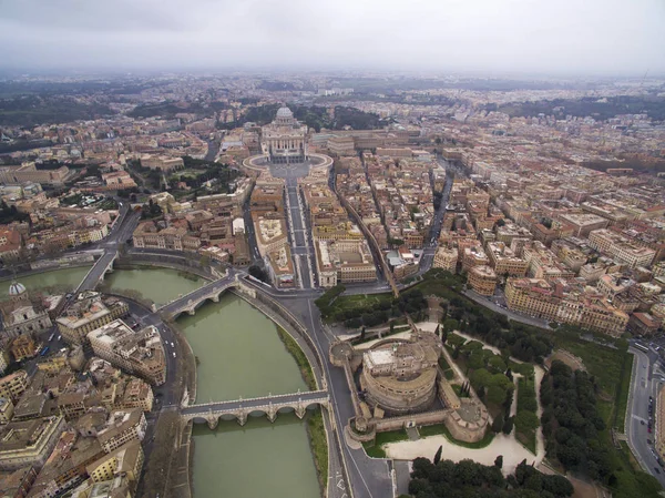 Schöne Luftaufnahme Über Die Stadt Rom Vatican Castel Sant Angelo — Stockfoto