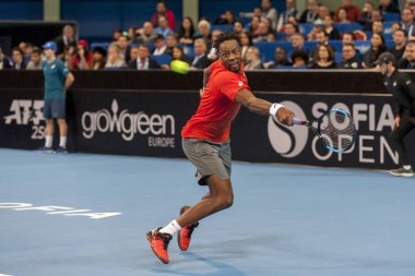 Sofya - Şubat 08.2019: Gael Monfils (Fra) katılmak, Sofia, Bulgaristan için Atp Sofia açık Turnuvası üzerinde Şubat 03-10, 2019 - görüntü