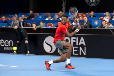 Sofya - Şubat 07.2019: Gael Monfils (Fra) katılmak, Sofia, Bulgaristan için Atp Sofia açık Turnuvası üzerinde Şubat 03-10, 2019 - görüntü
