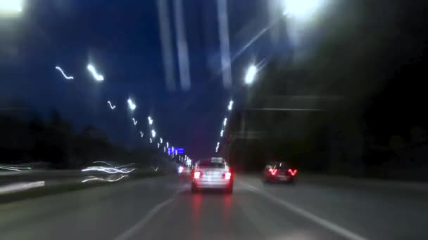 Gece Yolu Pov Gece Vaktinde Şehrin Içinden — Stok video