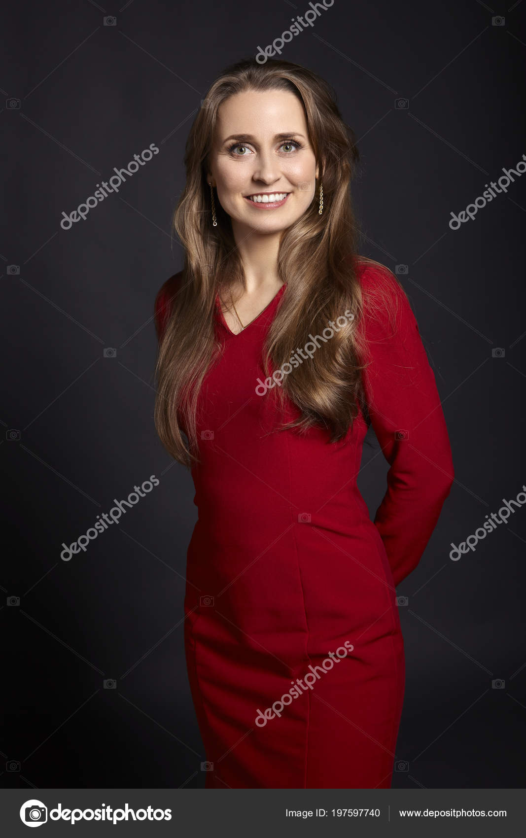 Studio Portrait Young Attractive Woman Long Blonde Hair White