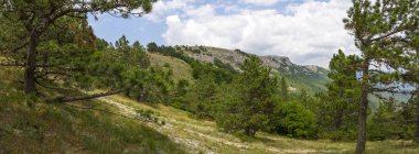 yaz aylarında Kafkas Dağları'nın panoramik görünümü