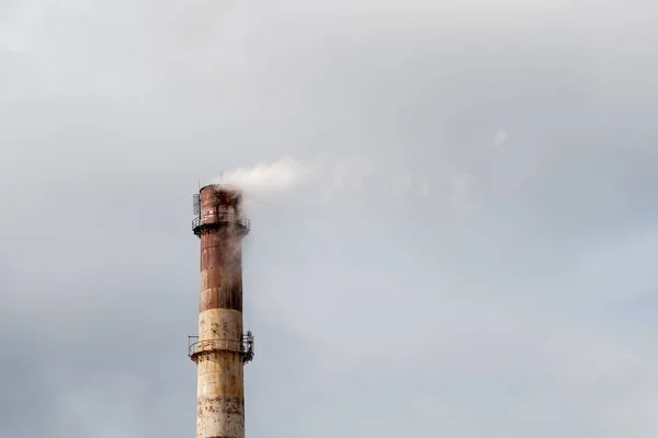 Industrial Chimney Background Sky Clouds Harm Ecology — Stock Photo, Image
