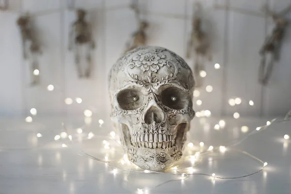 Scary Skull Lights Background Royalty Free Stock Images