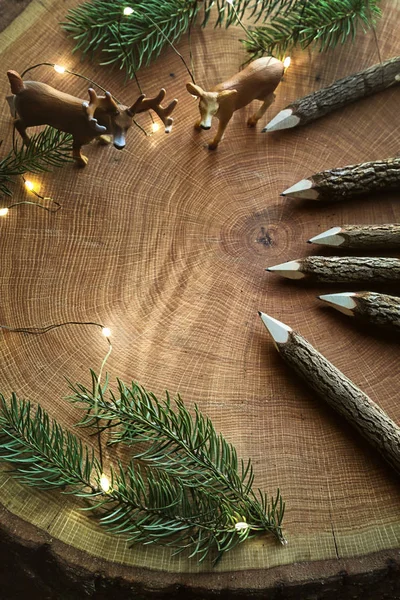 Ołówki Drewniane Pniu Drzewa — Zdjęcie stockowe